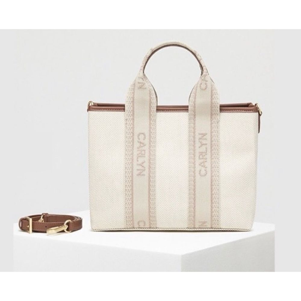 Carlyn Canvas Webbing Tote-bag in Natural / Pristine